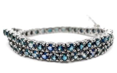 ***No Reserve Price*** 3.92 carat Sapphire Bracelet - 14 kt. White gold - Bracelet