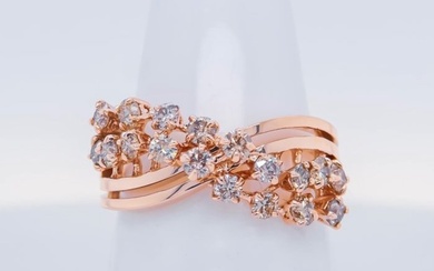 No Reserve Price - Ring - 14 kt. Rose gold - 0.80 tw. Diamond (Natural)