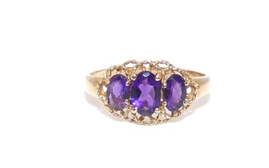 No Reserve Price - Ring - 9 kt. Yellow gold Amethyst