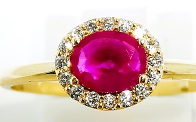 No Reserve Price - Ring Yellow gold Ruby