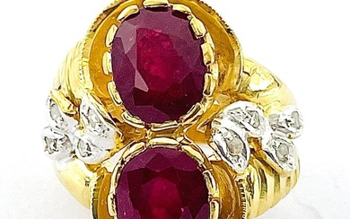 No reserve price Ring - Silver, Yellow gold 10.00ct. Ruby - Diamond