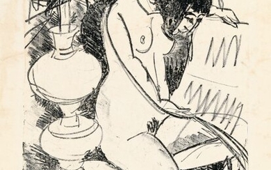 Nude reading by lamplight