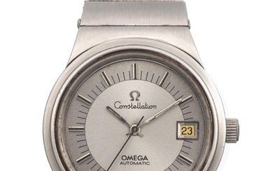 OMEGA Constellation - Montre-bracelet homme en acier à cadran gris, Cal 1012 Ref 166.0241 Automatic 23 Jewels, vers 1975