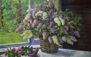 Oil painting Lilac bouquet
