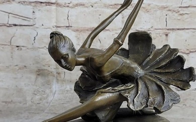 Original Bronze Statue "FREE AS BIRD" Ballerina Dancer On Marble Base - 10lbs