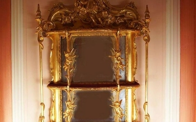 PAIR OF 19TH-CENTURY GILTWOOD HANGING SHELVES