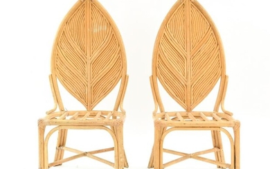 PAIR OF BAMBOO RATTAN CHAIRS MANNER OF CRESPI