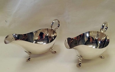 PAIR SILVER SAUCE BOATS ON 3 SUPPORTS, SHEFFIELD 1935 - 290 ...
