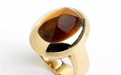 POMELLATO, Citrine quartz gold band ring