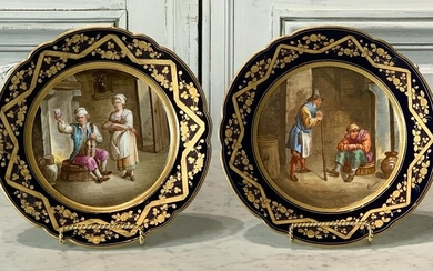 Pair French Porcelain Cabinet Plates