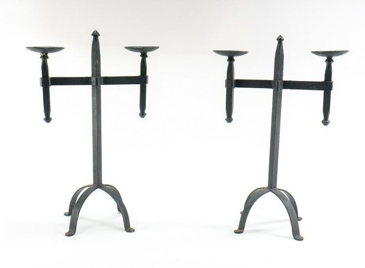 Pair Wrought Iron Candlesticks