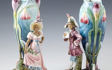Pair of Continental Late Victorian Figural Vases, c.