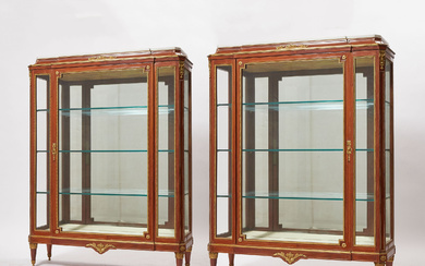 Pair of French Louis XVI Style Ormolu Mounted Vitrine Cabinets, c.1900