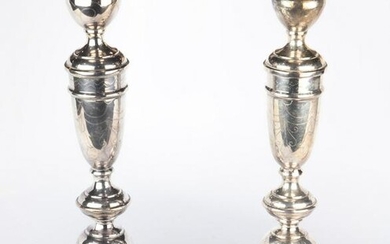 Pair of German Jarra silver plate shabbat candlesticks
