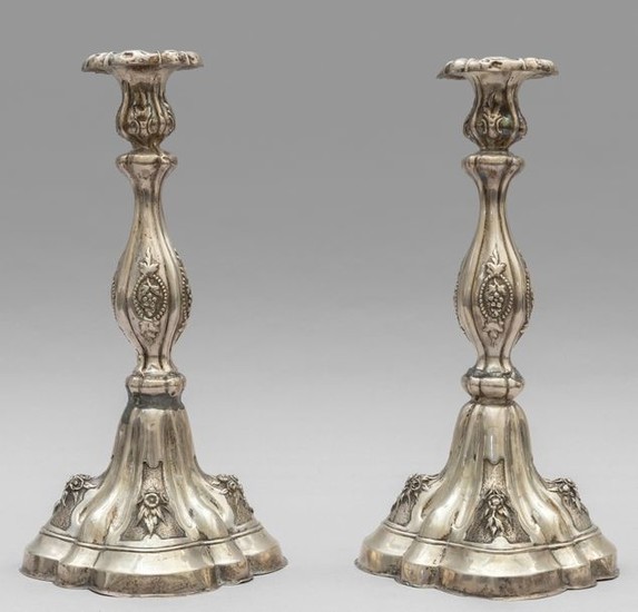 Pair of Louis Philippe candlesticks in silver, sec.XIXh...