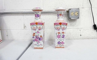 Pair of Vintage Porcelain Lamps Stamps S L.C Japan Inside