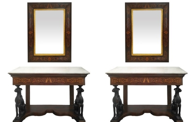 Pair of consoles with mirrors