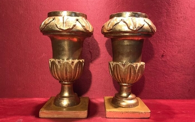 Pair of palm holders (2) - Neoclassical - Gilt, Lacquer, Wood - Early 19th century