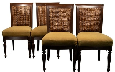Palecek Upholstered Wicker Chairs
