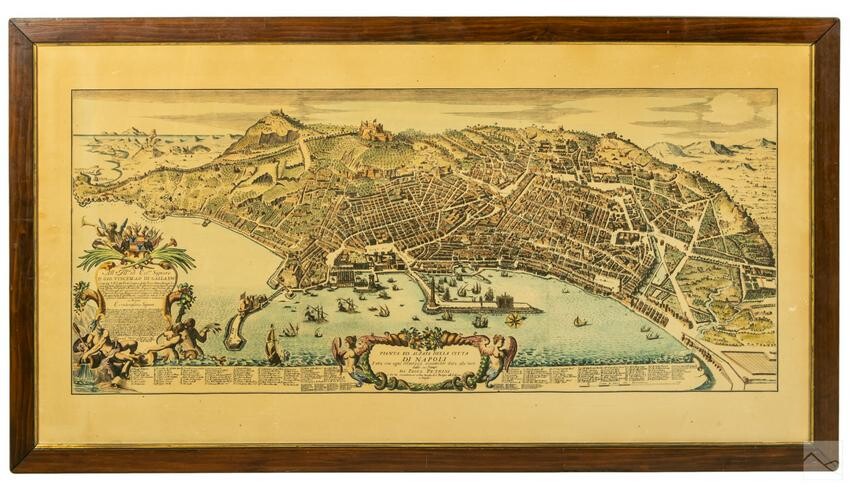 Paolo Petrini (17C.) Hand Colored Naples Italy Map