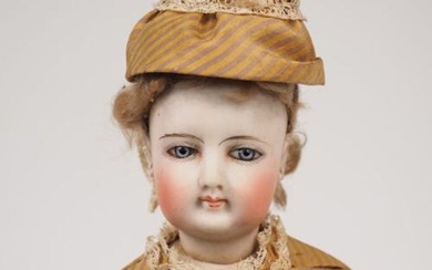 Parisian doll brand FG (Gaultier), antique wig, swivel head on...