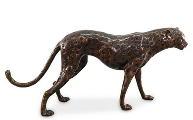 Patinated Bronze Cheetah Sculpture