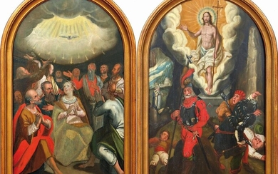 Pendants mit Auferstehung Christi und Pfingstwunder, Kreis des Christoph Schwarz zu München