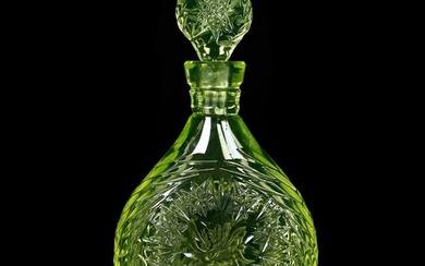 Perfume, Flask Shape, Solid Vaseline Art Glass