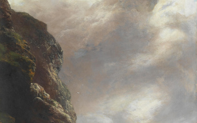 Peter Graham RA HRSA (British, 1836-1921) Gannets on a rocky...