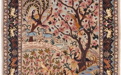 Pictorial Isfahan Masterpiece Carpet - Fine Wool&Silk - Rug - 113 cm - 73 cm