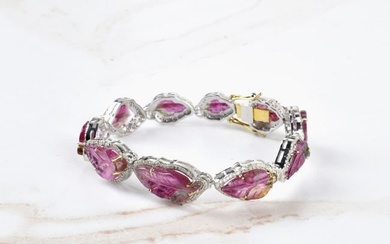 Pink Tourmaline and Diamond Bracelet