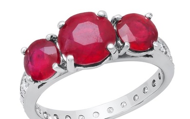 Platinum Setting with 5.07ct Ruby and 0.39ct Diamond Ladies Ring
