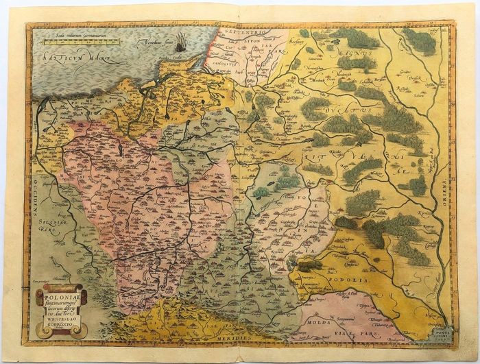 Poland; Ortelius - POLONIAE finitimarumque locorum descrip:tio. Auctore WENCESLAO GRODECCIO - 1584