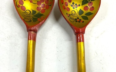 Pr Khokhloma Hand Painted Russian Spoons