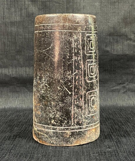 Pre-columbian Terracotta Blackware Incised Vessel