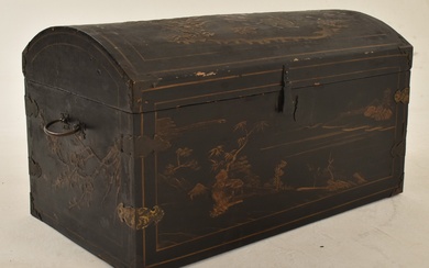 QING DYNASTY WOODEN LACQUERED STORAGE CHEST 清 富贵木宝箱