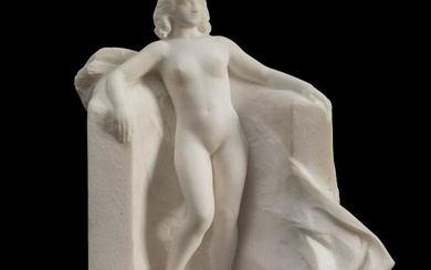 RAYMOND SUDRE (Perpignan, 1870 - Paris, 1962). "Female nude". Marble. Signed.
