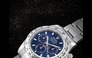 ROLEX. AN 18K WHITE GOLD AUTOMATIC CHRONOGRAPH WRISTWATCH WITH BRACELET AND BLUE DIAL DAYTONA MODEL, REF. 116509, CIRCA 2022