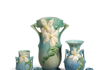 ROSEVILLE POTTERY COMPANY (ESTABLISHED 1890) Three Vases and a Pair...