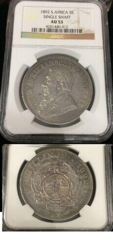 Rare 1892 South Africa Large silver 5 shillings Single