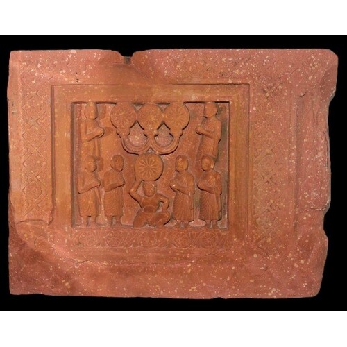 Rare Buddhistic Gandhara Fragment Heavily Decorated With Rel...