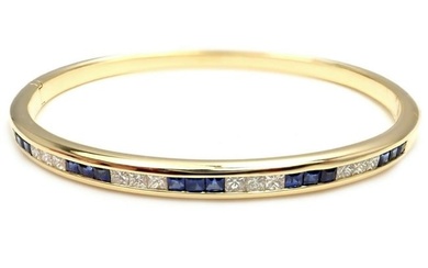 Rare! Craig Drake 18k Yellow Gold Diamond Sapphire Bangle Bracelet