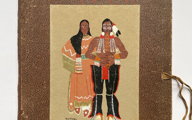Rare Kiowa Indian Art Pochoirs 1929