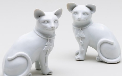 Rare Pair of Chinese Export Blanc-De-Chine Cats