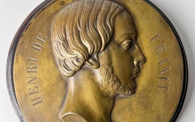 Raymond Gayrard 1777-1858 Bronze Henri De France Portrait Medallion Plaque 6.75in.