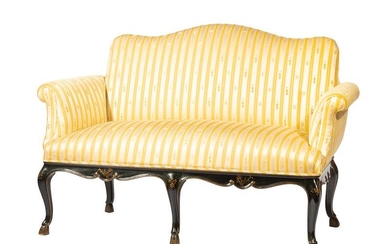 Regence-Style Lacquer and Gilt Settee