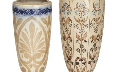 Robert Wallace Martin & Brothers, Two vases, circa 1878, Stoneware, Smaller vase: Underside incised 120/R W Martin/Southall &/12-1878/London, Larger vase: Underside incised R W Martin & Brs/London & Southall, 15.5cm high and 17.1cm high