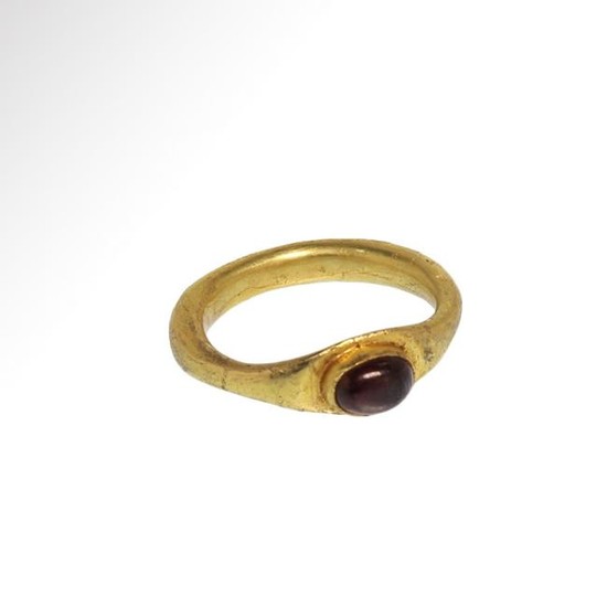 Roman Gold Ring with Garnet Cabochon, c. 2nd-3rd