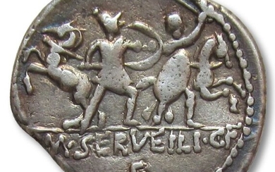 Roman Republic - AR Denarius, M. Servilius / Serveilius C.f., Rome 100 B.C. - control letters Y on obverse and E on reverse - Silver
