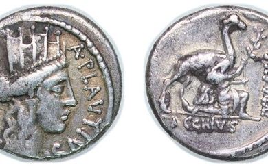Rome Roman Republic (ancient) 55 BC AR Denarius (Plautia: Aulus...